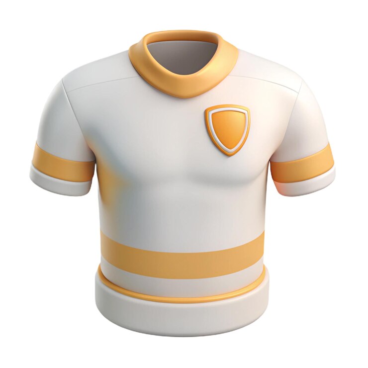PSD una camiseta blanca y dorada con un escudo en ella
