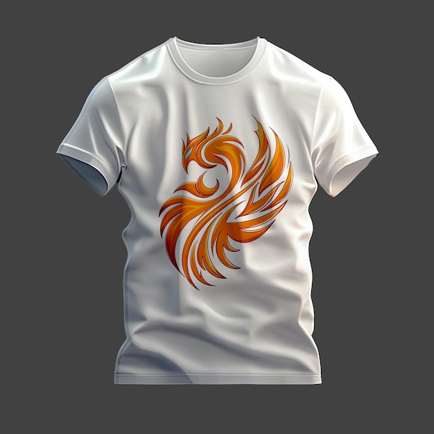 PSD una camiseta blanca con un gallo de fuego rojo en ella maqueta de camiseta