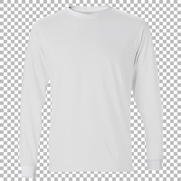 Una camiseta blanca de manga larga exhibida para propósitos de ropa