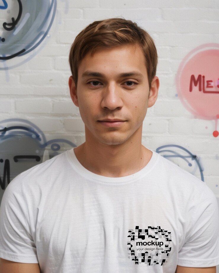 PSD camiseta blanca maqueta de diseño de camiseta de merch showcase plantilla de ropa de calle unisex marca estética