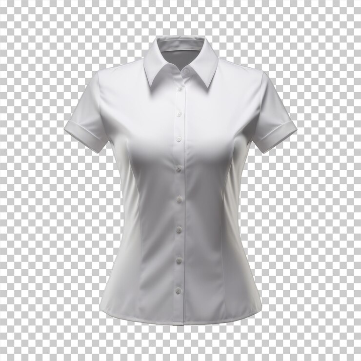 PSD camiseta branca de mangas curtas de mulher em fundo transparente
