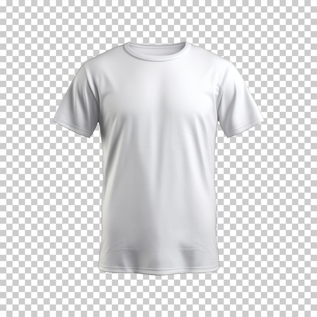 Camiseta branca de pescoço redondo isolada em fundo transparente