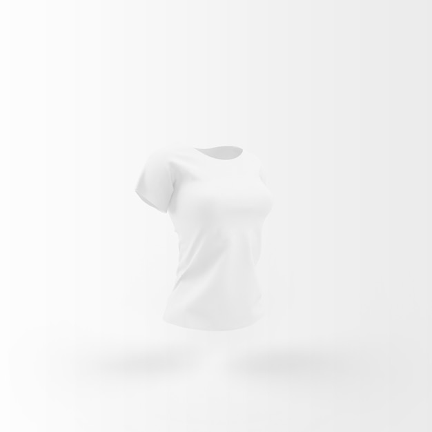 camiseta branca flutuando no branco