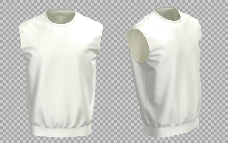 PSD camiseta branca sem mangas mockup 2 ângulo 3d mockup fundo transparente