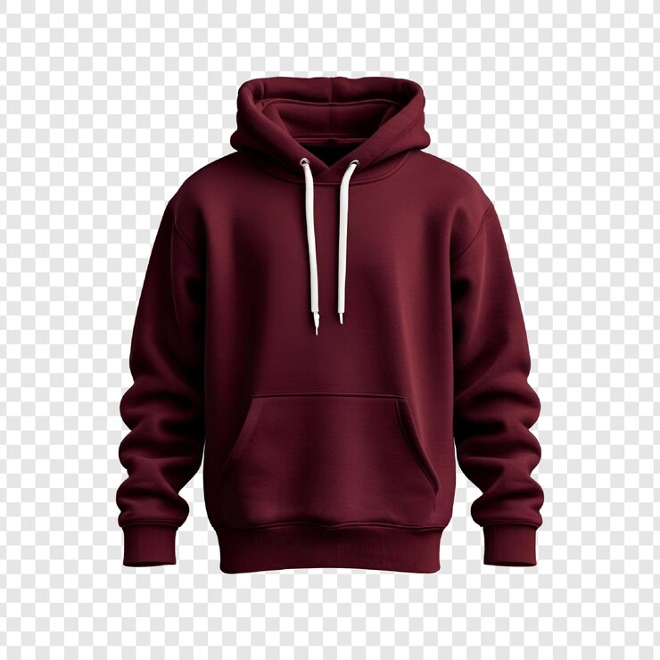PSD camiseta con capucha de borgoña de moda y cómoda ropa casual
