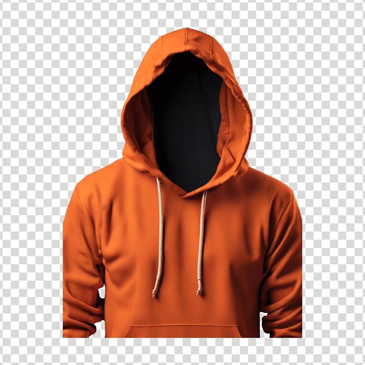 PSD camiseta con capucha de color naranja aislada sobre un fondo transparente