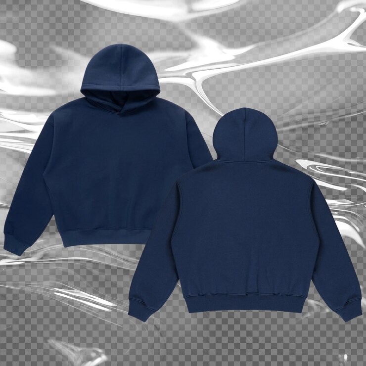 PSD camiseta con capucha grande azul de la marina
