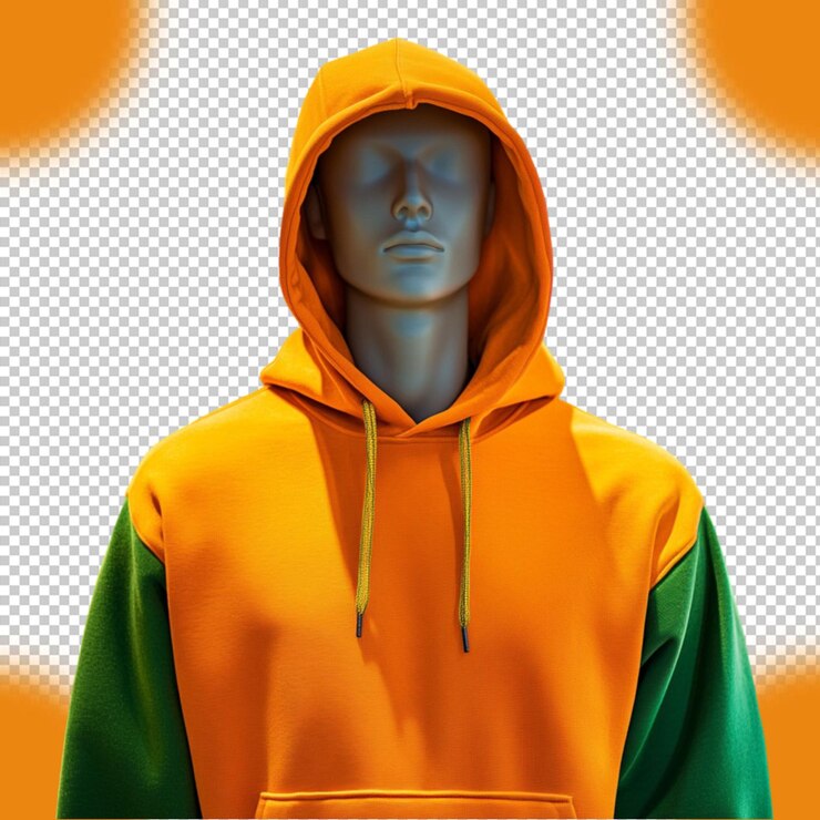 PSD camiseta con capucha naranja y verde mockup mannequin diseño de moda plantilla de estilo cálido imagen fotográfica