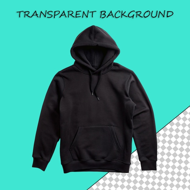 Camiseta con capucha negra aislada ropa de fondo transparente ropa de moda ropa de moda