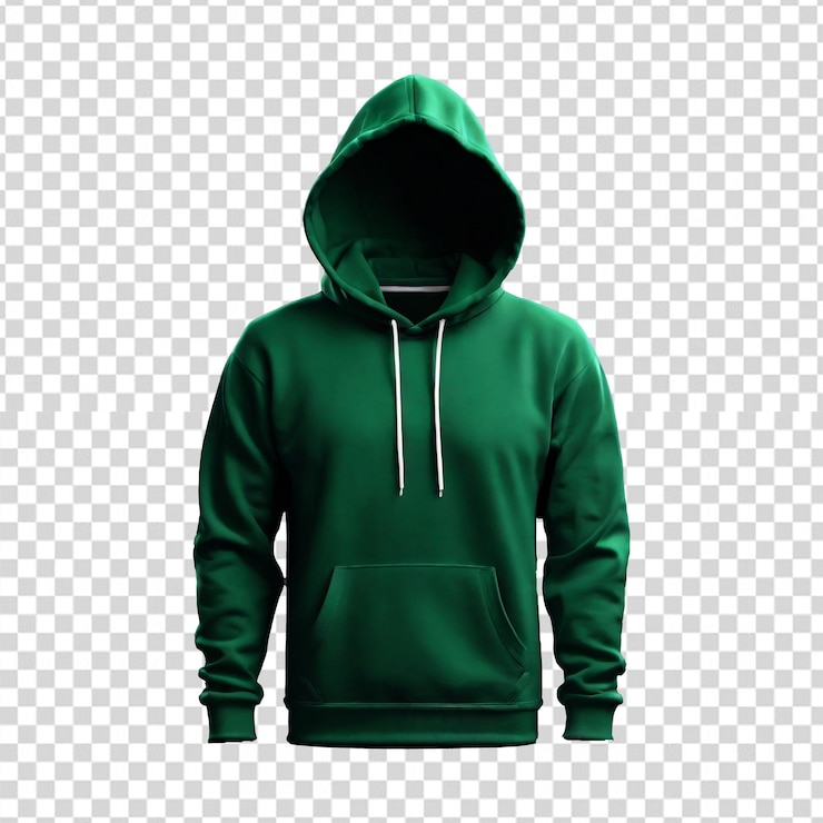 PSD camiseta con capucha verde aislada sobre un fondo transparente