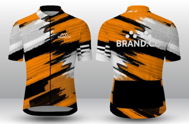 Camiseta de ciclismo naranja y negra