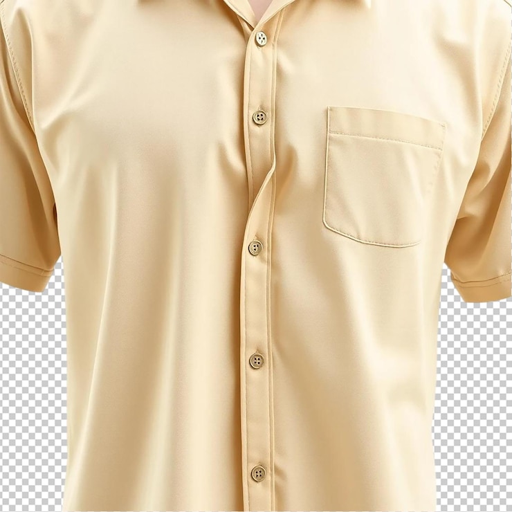 PSD camiseta com botão de manga curta amarela pálida mockup de estilo casual vestuário de moda tecido texturizado