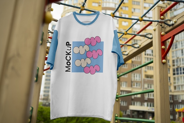 Camiseta com maquete de design urbano