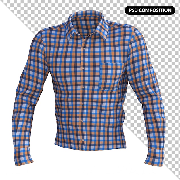 Camiseta de gingham isolada em 3d