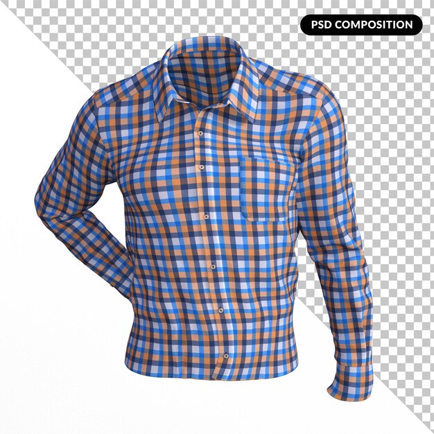 PSD camiseta de gingham isolada em 3d