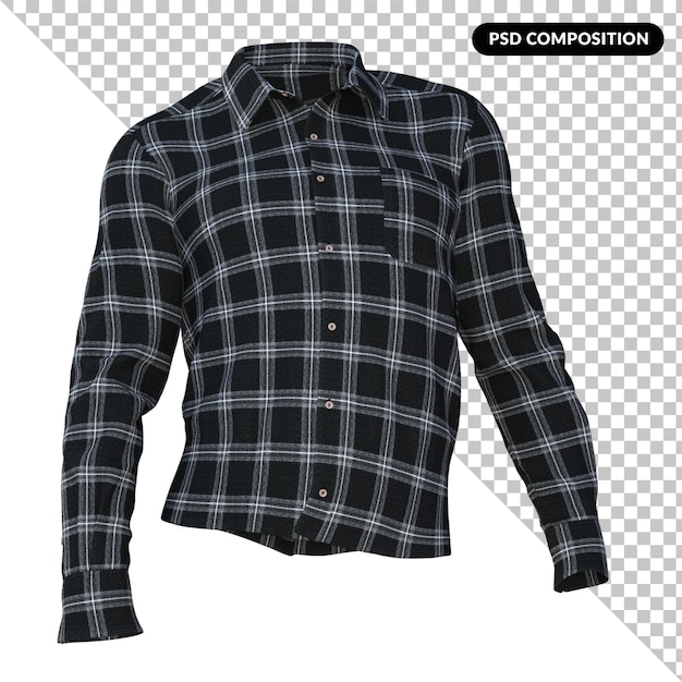 Camiseta de gingham isolada em 3d