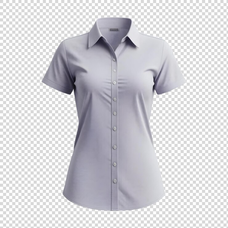 PSD camiseta de mulher com colarinho de mangas longas de frente em todo o comprimento em fundo transparente png