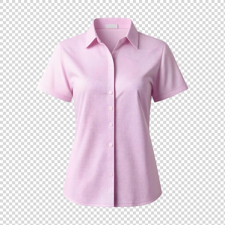 PSD camiseta de mulher com colarinho de mangas longas de frente em todo o comprimento em fundo transparente