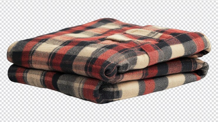 PSD camiseta de quadros dobrada elegante em fundo branco ideal para blogs de moda, sites de comércio eletrônico e promoções de roupas
