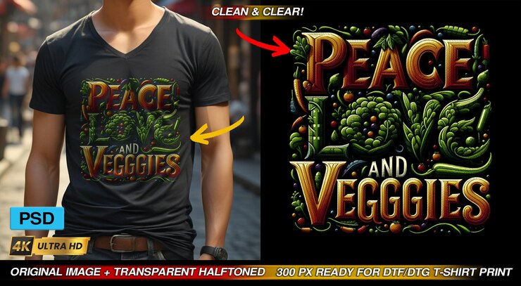 PSD la camiseta del día vegano, las citas divertidas, el diseño, el dtf, el dtg, la impresión, lo sublime.