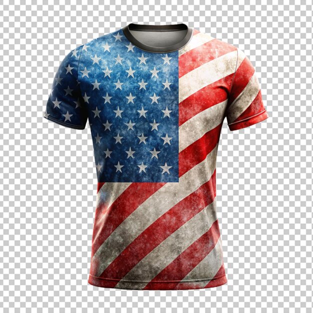 Una camiseta diseñada con el fondo transparente de la bandera estadounidense