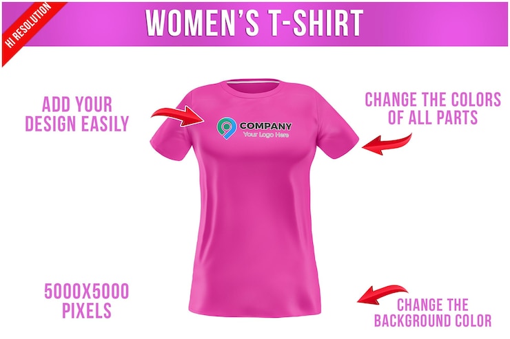 PSD camiseta feminina vista frontal