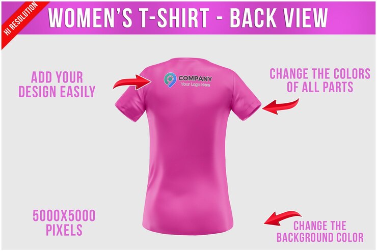PSD camiseta feminina vista traseira