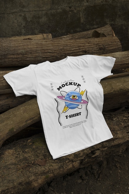 Camiseta genial en una maqueta de la naturaleza