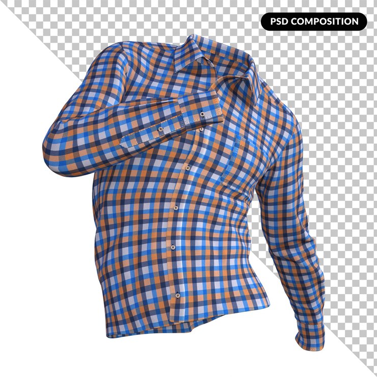 PSD camiseta de gingham aislada en 3d