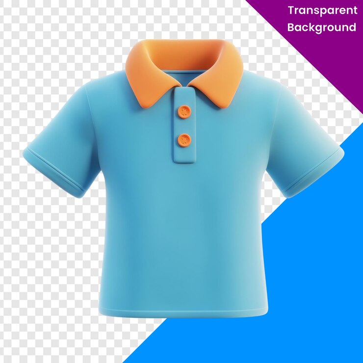 PSD camiseta de manga corta azul y naranja de png sobre un fondo transparente