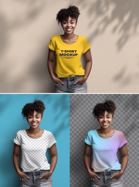 Camiseta Mockups Mujeres afroamericanas generadas Ai