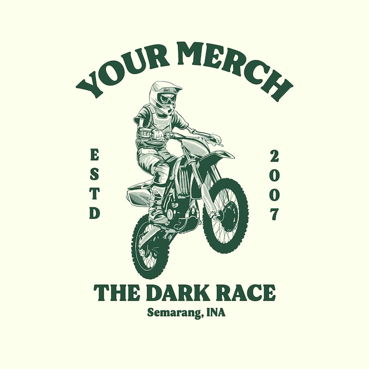 PSD camiseta de motocicleta con el cartel de la calavera de motocross