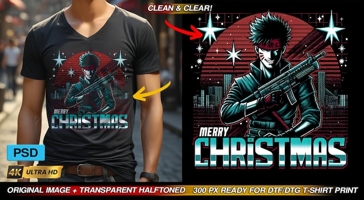 PSD la camiseta de navidad de neón de los años 80 diseño dtf dtg