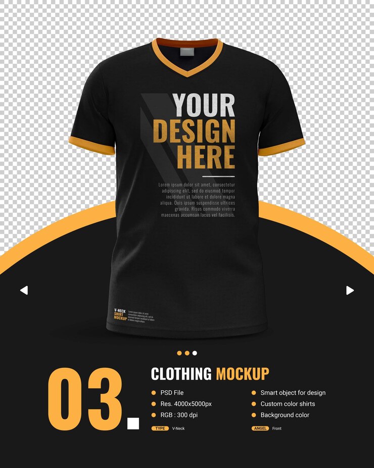 PSD camiseta negra masculina de maqueta con vista frontal de brazo corto