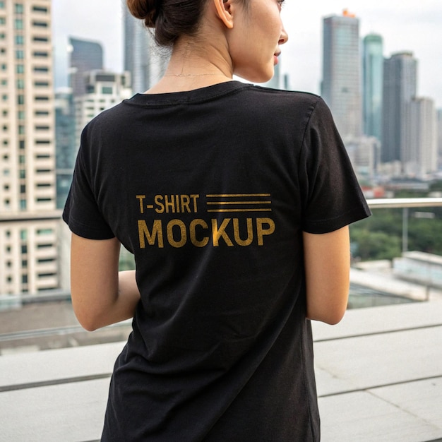 Camiseta negra para niñas en el techo