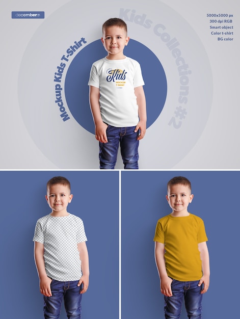 CAMISETA NIÑO MOCKUPS. El diseño es fácil de personalizar el diseño de imágenes (en la camiseta), el color de la camiseta, el color de fondo