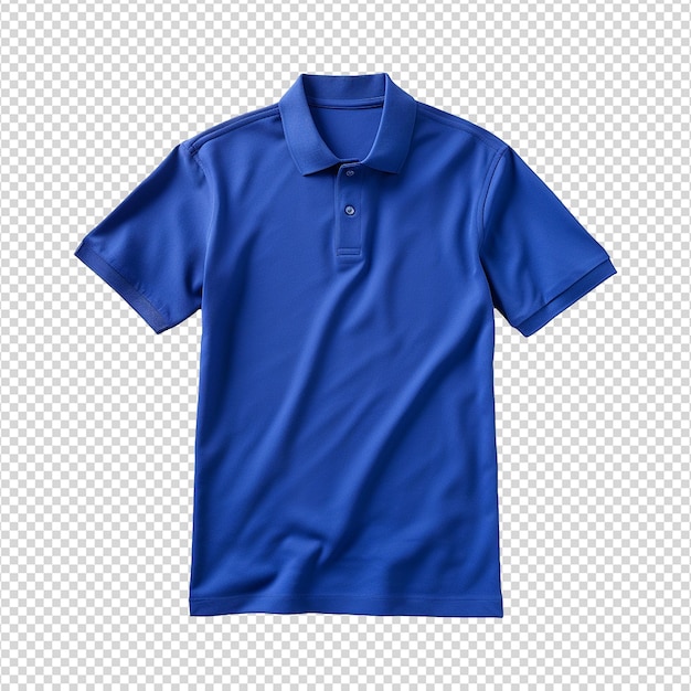PSD camiseta de polo azul de mangas cortas aislada sobre un fondo transparente