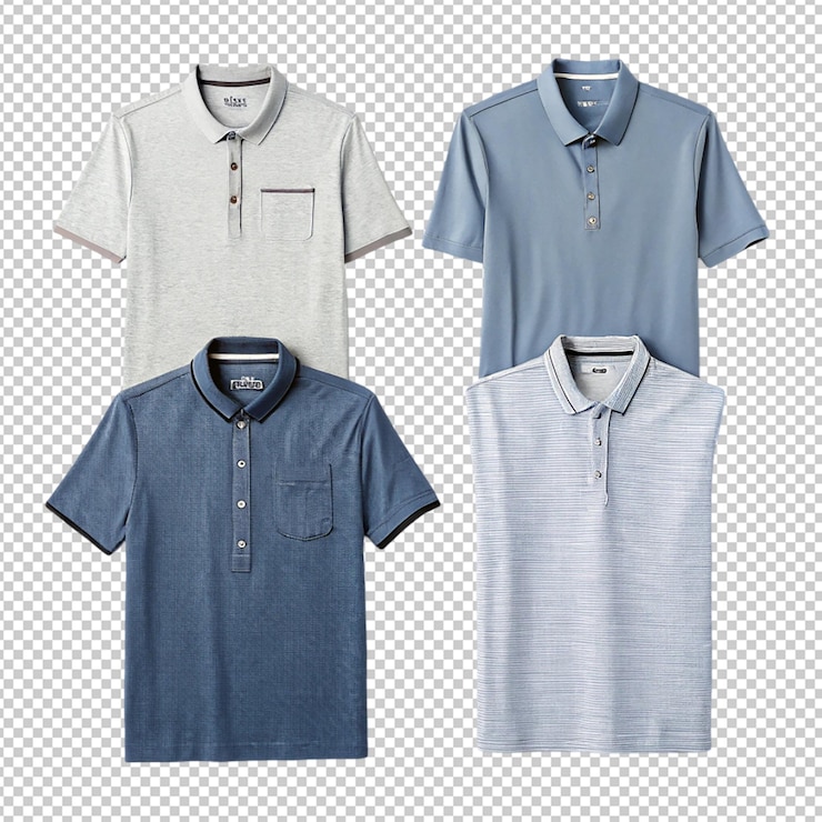 PSD camiseta de polo azul masculino realista en una vista diferente
