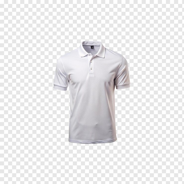 una camiseta polo blanca con un cuello blanco aislado imagen png en el fondo transparente