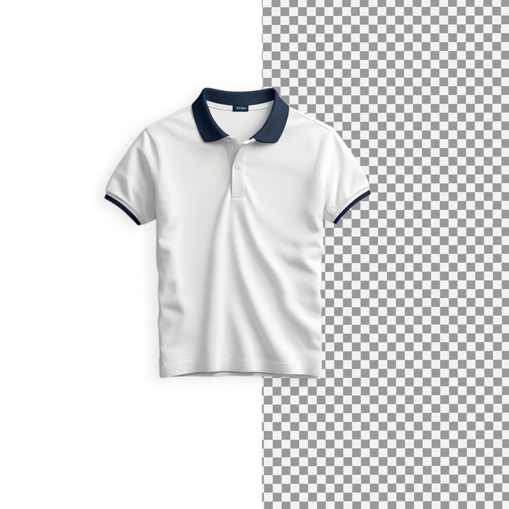 una camiseta polo blanca con un cuello negro y blanco y un cuello blanco