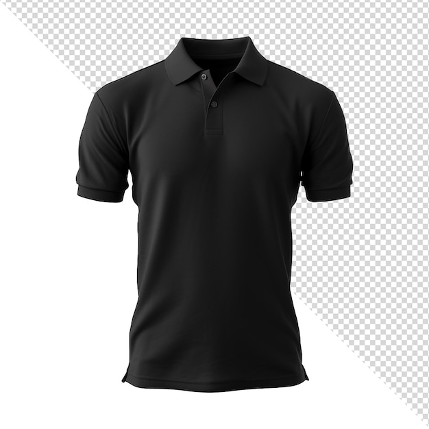 PSD camiseta de polo negra de mangas cortas aislada sobre un fondo transparente png