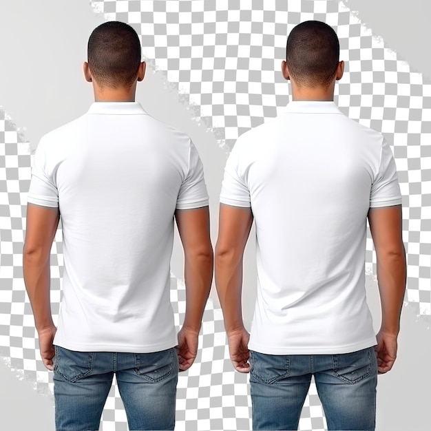 PSD camiseta de polo transparente simulada hacia adelante y hacia atrás vista aislada modelo masculino usar s transparente sencillo