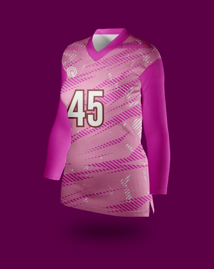 PSD una camiseta rosa y blanca con el número 45 en ella