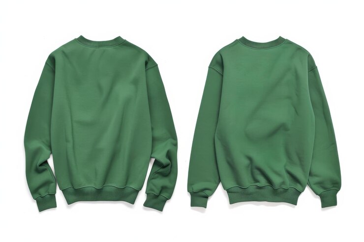 PSD camiseta verde con vista delantera y trasera con fondo transparente