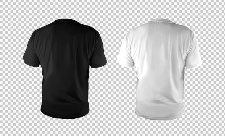 PSD camisetas de color blanco y negro aisladas