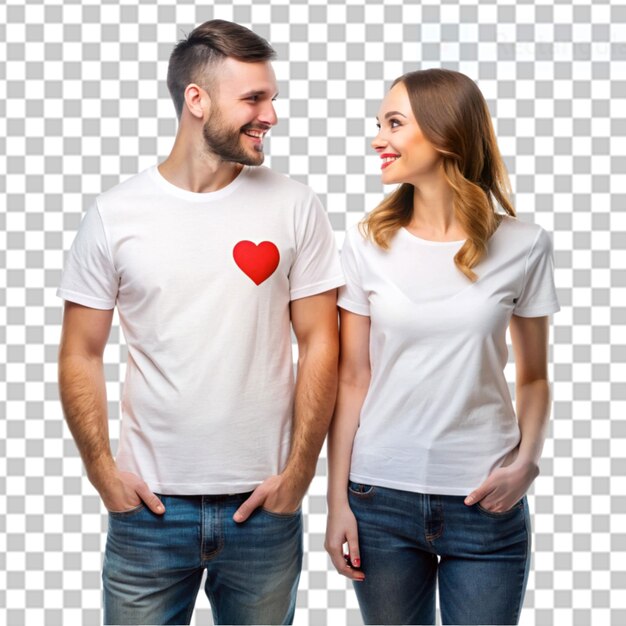 PSD camisetas de casal em fundo transparente