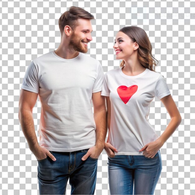 PSD camisetas de pareja a juego en fondo transparente