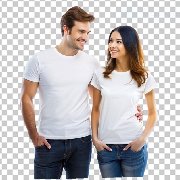 PSD camisetas de pareja a juego en fondo transparente