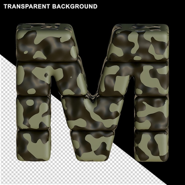 PSD camouflage marron. lettre majuscule 3d m