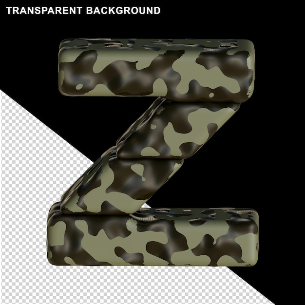 PSD camouflage marron. lettre majuscule 3d z